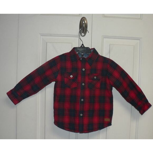 7 For All Mankind Baby Boys Plaid Quilted Flannel Button Front Shirt Ret 24Mth - Picture 1 of 3